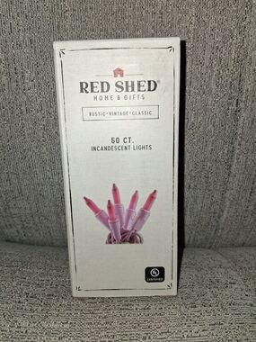 Red Shed Pink Incandescent 50-Count String Lights W Pink Cord NIB